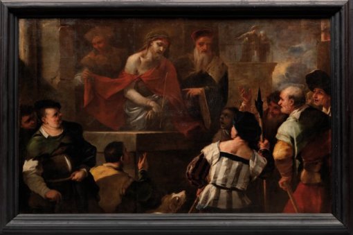 Pilato mostrando a Cristo al pueblo judío. Andrea Vaccaro. 1660. Óleo sobre lienzo. 154 x 205. Monasterio de la Encarnación. Peñaranda de Bracamonte (Salamanca) 